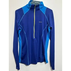 Columbia Omni-Freeze Womens Large Blue Sport Long Sleeve Quarter Zip Shirt